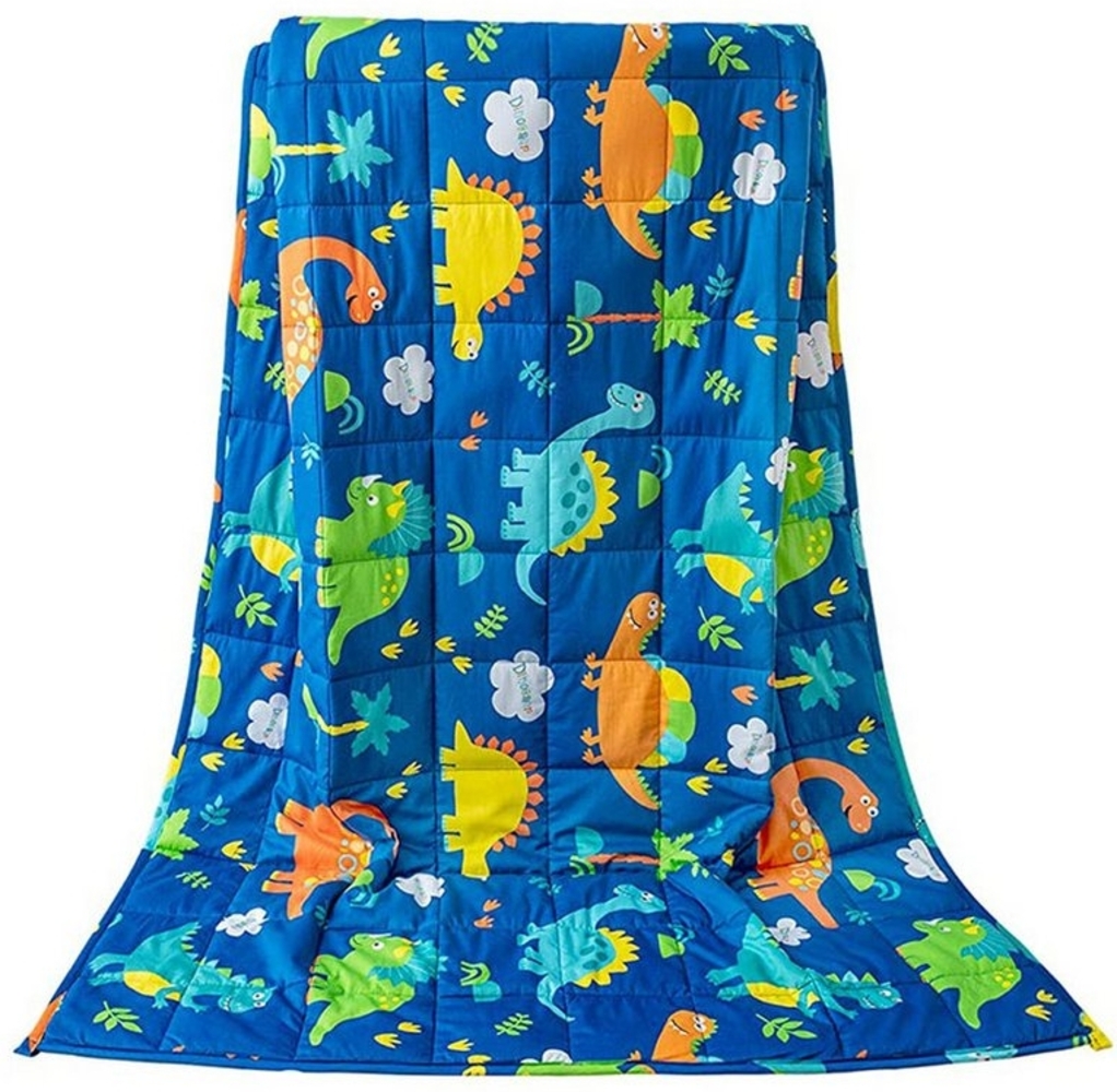 SiviO Gewichtsdecke Kinder Therapie-Bettdecke aus Baumwolle, Weiche Kuschelige Bettdecke, stressreduzierende Kuscheldecke, 90x120cm,Blau Dinosaurier,2.3 kg Bild 1