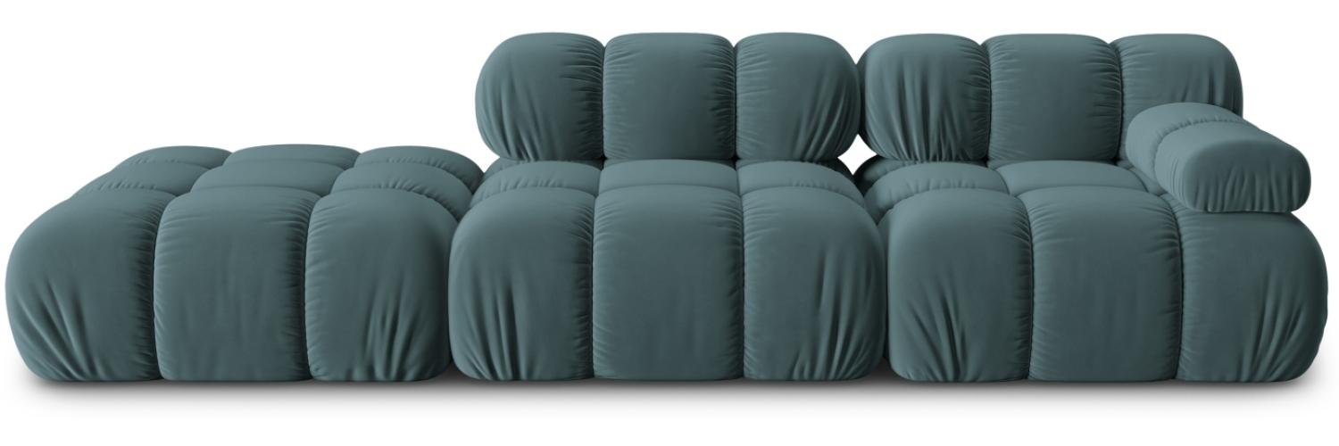 Micadoni Modulares Sofa Bellis 4-Sitzer Links Samtstoff Petrol Bild 1