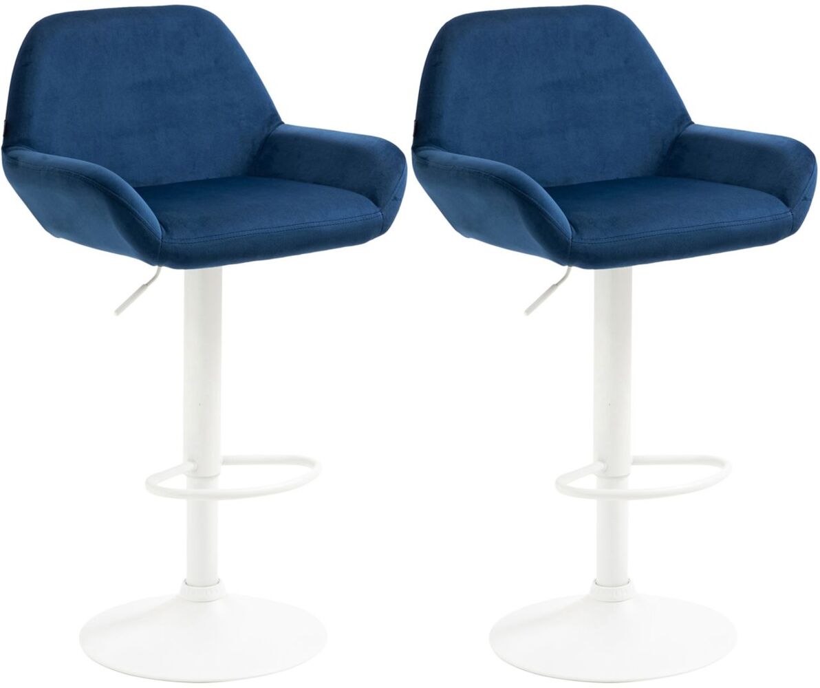 2er Set Barhocker Braga Samt weiß blau Bild 1