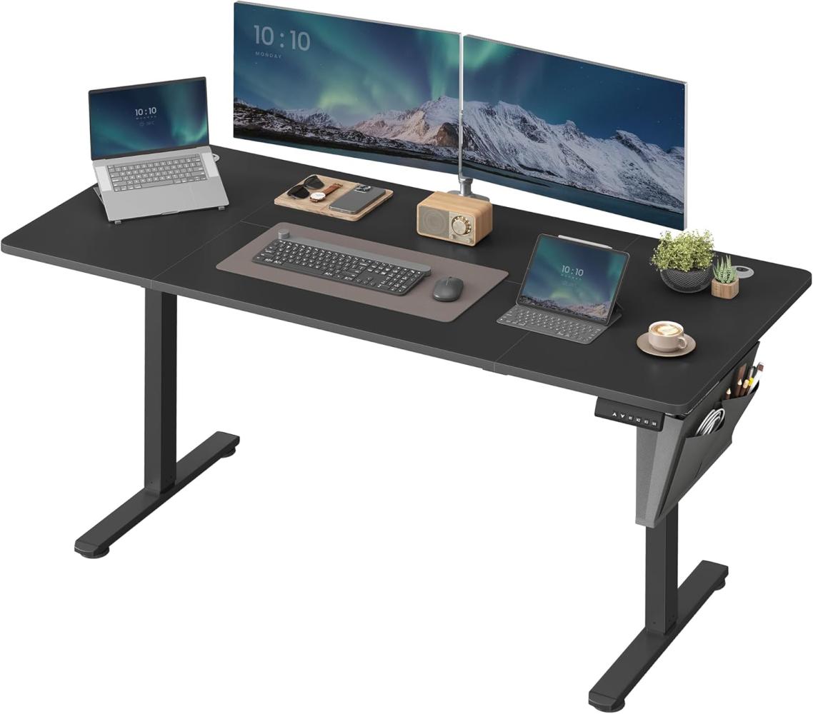 Songmics Höhenverstellbarer Schreibtisch elektrisch,70 x 160 x (72-120) cm, Verstellbarer Tisch, Memory-Funktion für 4 Höhen, für Homeoffice, Arbeitszimmer, tintenschwarz Bild 1