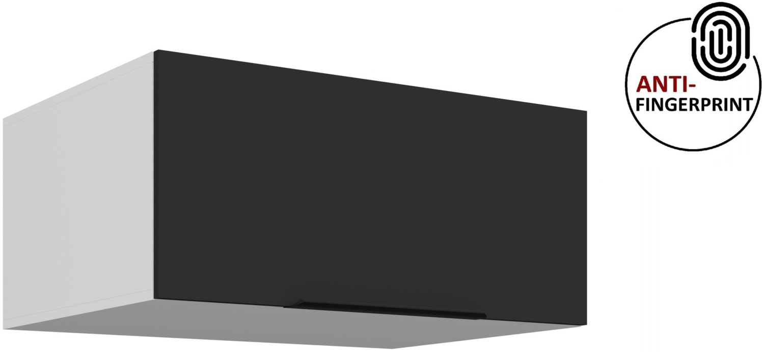 Küchen Aufsatzschrank 80 cm ARIA Schwarz ultra matt + Weiss matt, hochwertige Fronten mit Anti Fingerprint Beschichtung Küchenzeile Küchenblock Bild 1