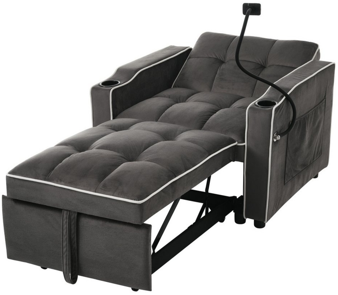 OKWISH Schlafsofa 3-in-1 Ausziehbares Einzel-Schlafsofa, Liegestuhl, Schlafstuhl, Sessel 1 Teile, mit Ausziehbares Bettgestell aus Metall Bild 1