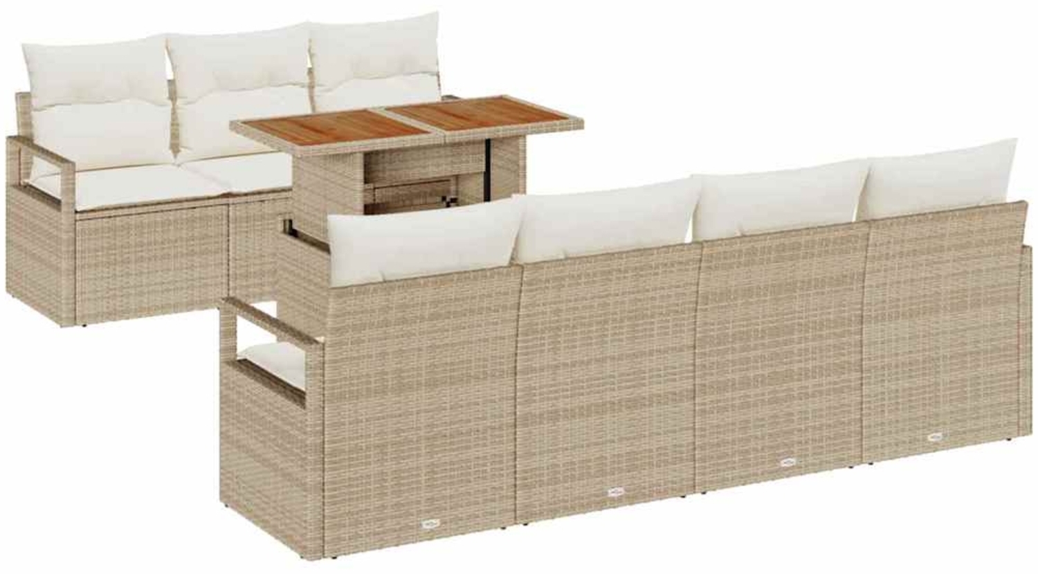 vidaXL Garten-Sofa-Set mit Kissen mit Kissen 8 pcs Beige und Creme 3349672 Bild 1