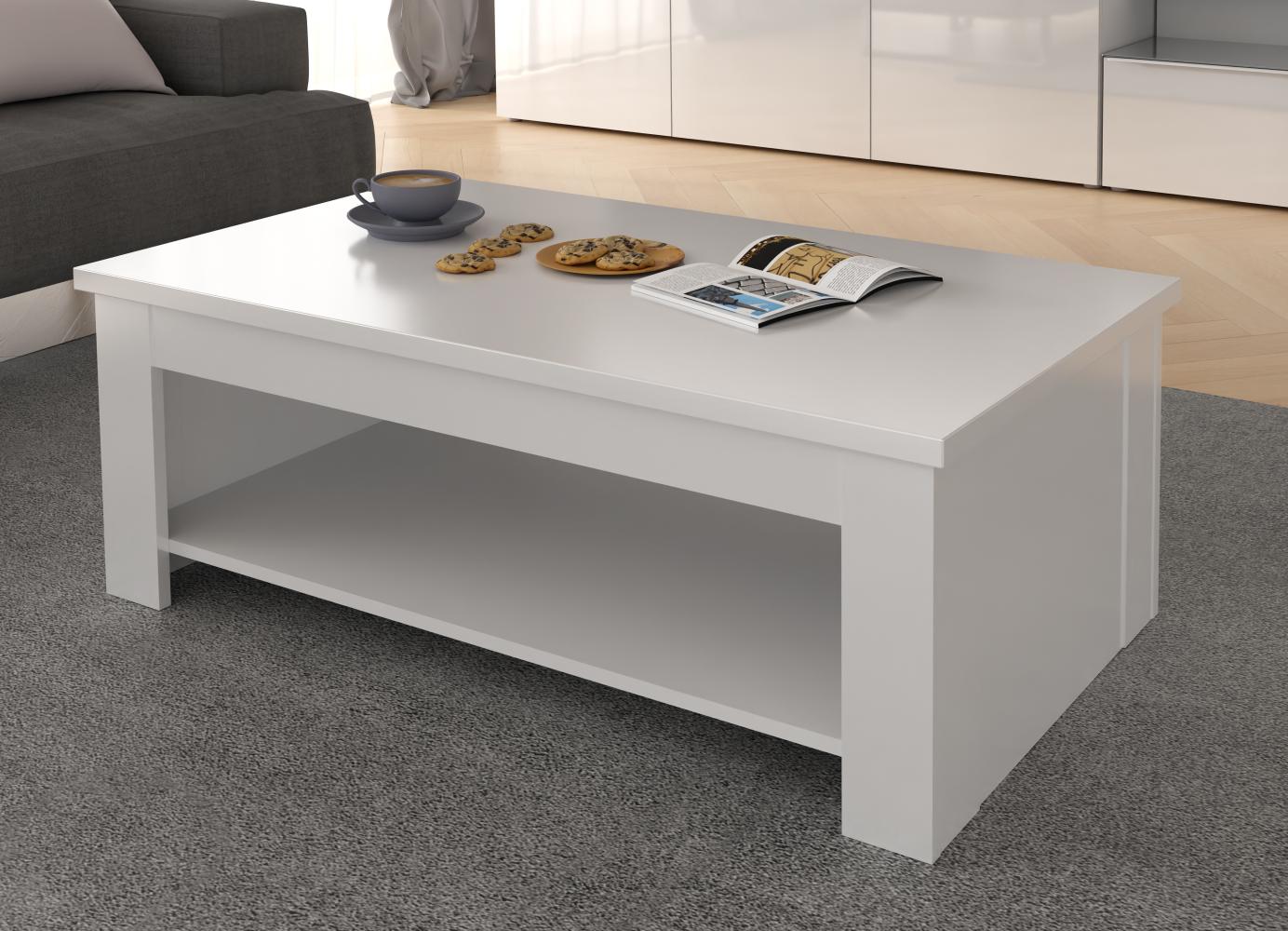 FORTE Coffee Tables Couchtisch, Holzwerkstoff, Weiß, 110 x 45,2 x 65 cm Bild 1