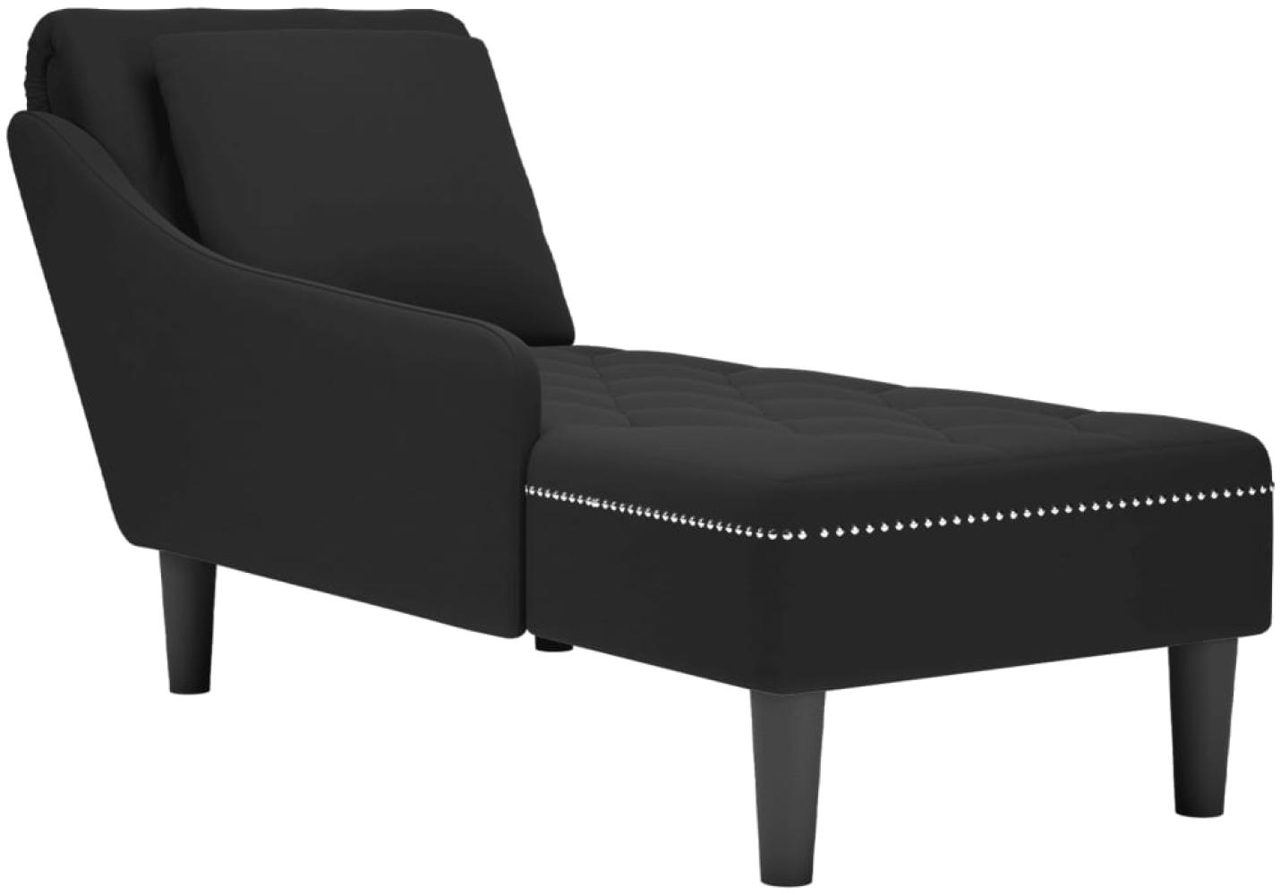 vidaXL Chaiselongue mit Kissen und Rechter Armlehne Schwarz Samt 4009777 Bild 1