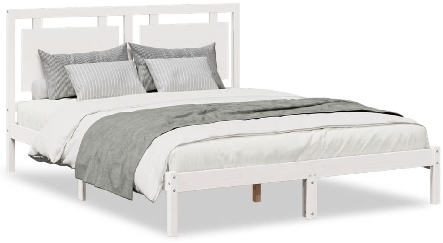 vidaXL Massivholzbett Extra Lang ohne Matratze Weiß 160x220 cm 3309204 Bild 1