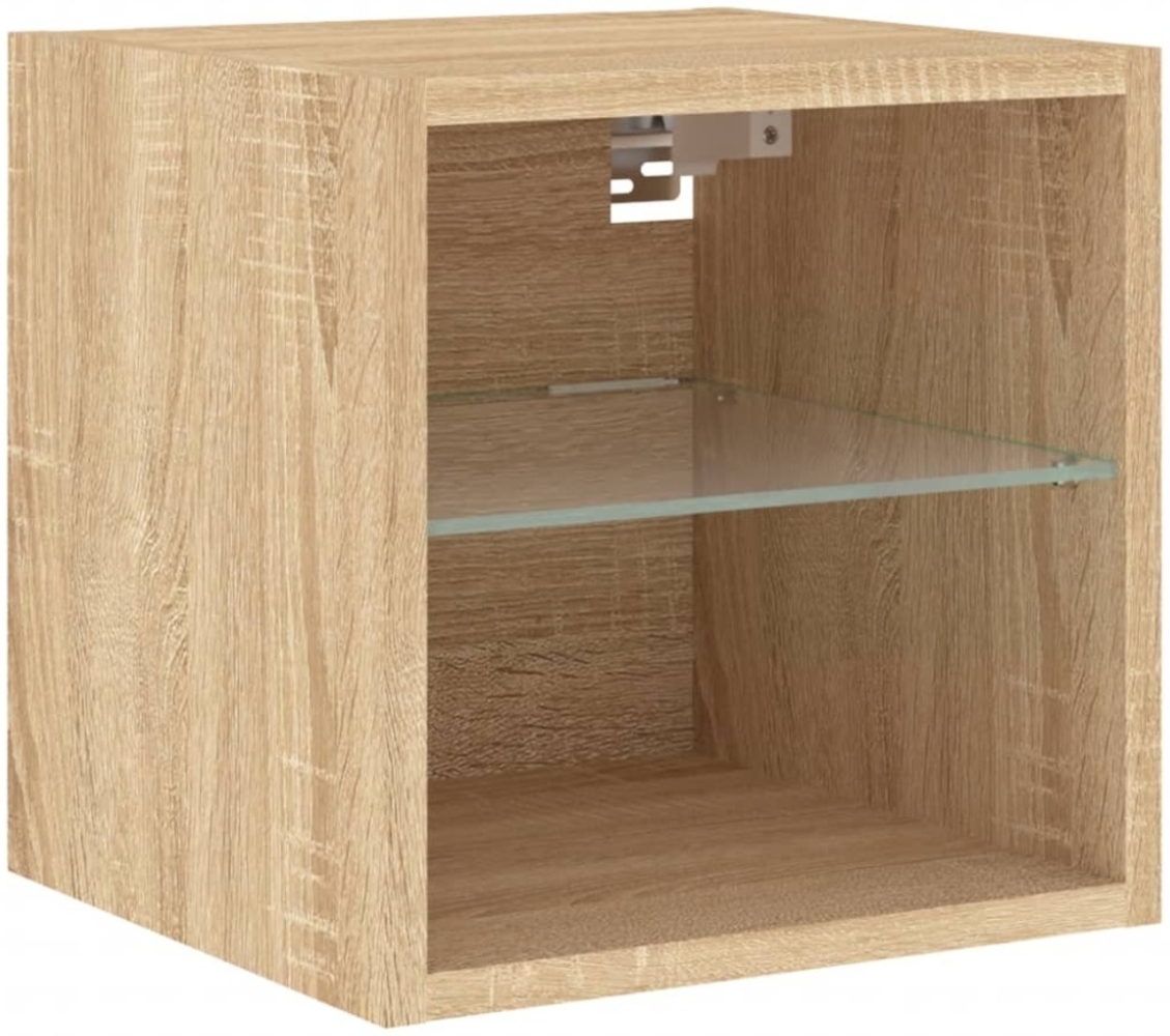 vidaXL TV-Wandschrank mit LED-Leuchten, Holzwerkstoff, 30 x 28,5 x 30 cm, Sonoma-Eiche Bild 1