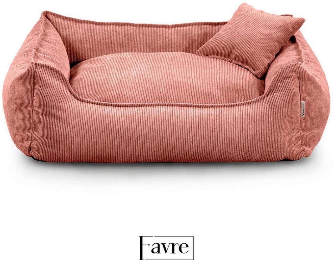 FAVRE Tierbett Hundebett Lucky mit abnehmbarem, waschbarem Cord-Bezug, 100% Polyester, verschiedene Größen, Gratis Kopfkissen Bild 1