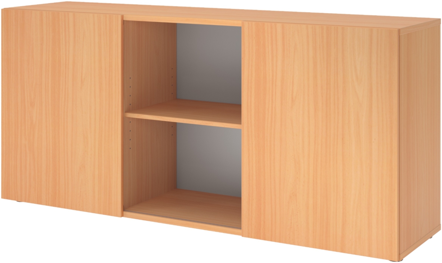bümö Schwebetürenschrank, Sideboard Buche - Büromöbel Sideboard Holz 160cm breit, 42cm schmal, Büro Schrank mit Schwebetür für Flur oder als Wohnzimmer-Kommode, 1780-6-6 Bild 1