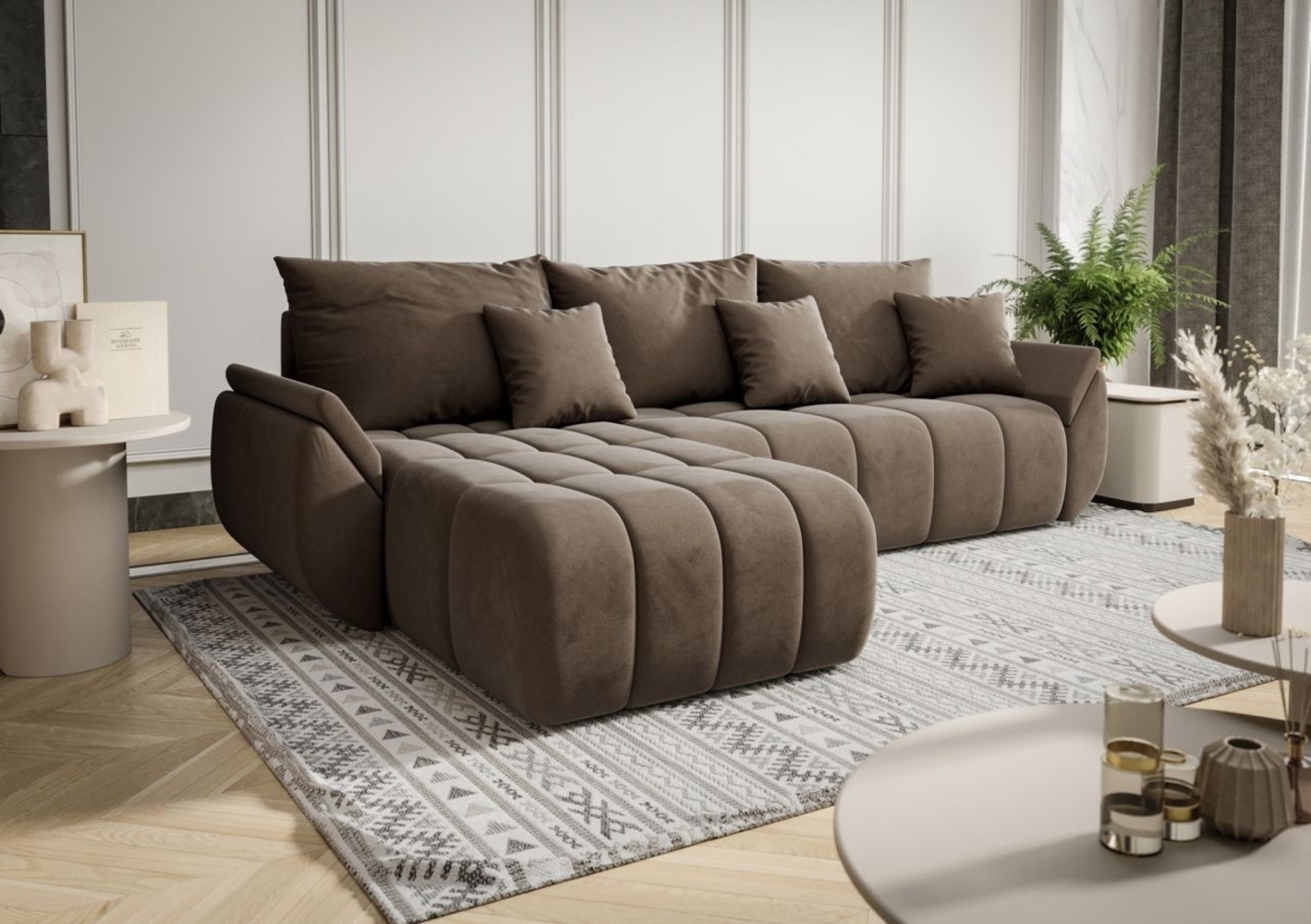 Ecksofa Schlafsofa OSAKA Stoff Monolith Braun Ottomane Links Bild 1