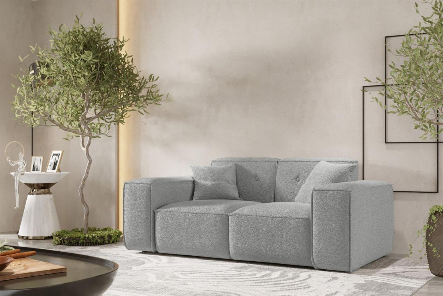 Sofa Designersofa CESINA 2-Sitzer in Stoff Ascot Bukla Grau Bild 1