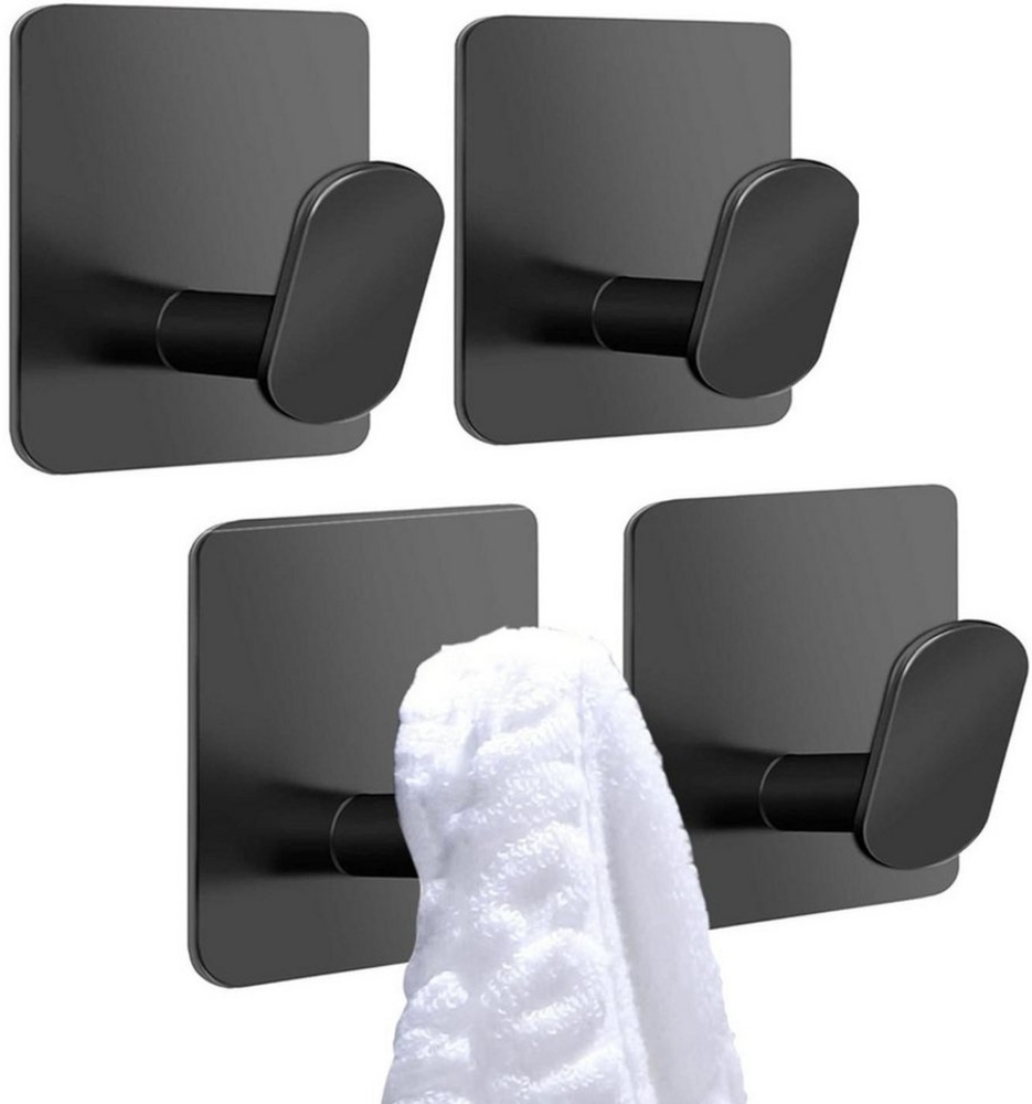 SURFOU Wandhaken Klebehaken Haken Selbstklebend Ohne Bohren Handtuch-/Mantelhaken SET, ideal für Tür Küche Bad Flur Wohnzimmer Schlafzimmer Toilette, (Rostfrei, Wandhaken Selbstklebend 4/8er Pack, Handtuchhaken für Wand, Mattschwarz, Edelstahl klebehak... Bild 1