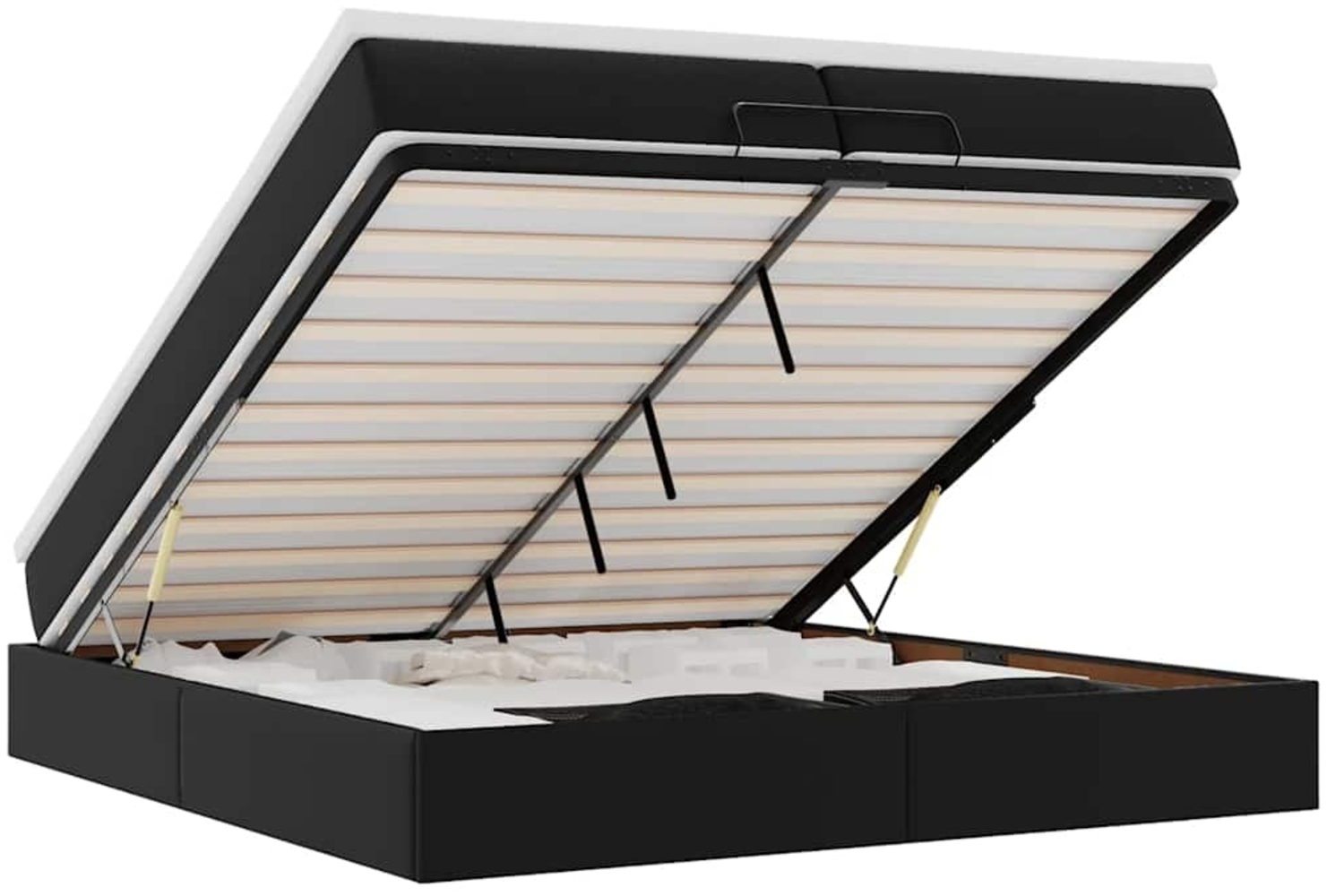 vidaXL Ottoman-Bett mit Matratzen Schwarz 200x200 cm Kunstleder 3311056 Bild 1