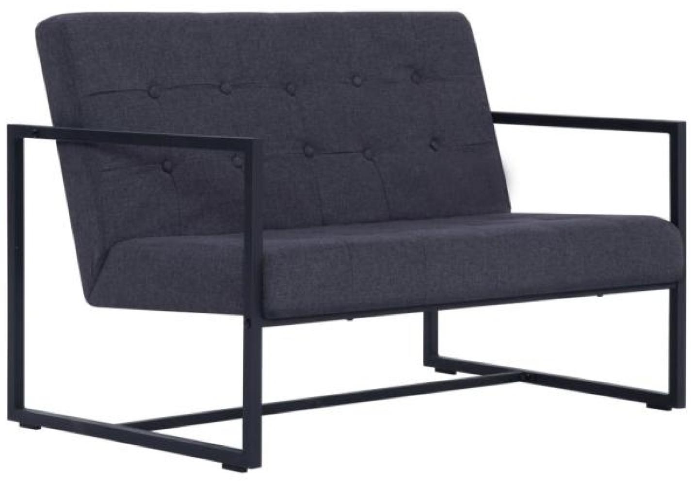 vidaXL 2-Sitzer-Sofa mit Armlehnen Dunkelgrau Stahl und Stoff 282162 Bild 1