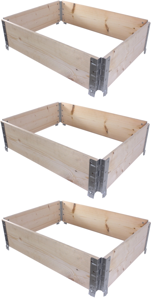 BigDean 3X Palettenrahmen für Hochbeet 80 x 60 x 20 cm = halbe Europalette - Holzrahmen faltbar, steckbar & stapelbar - ideal für Pflanzen, Blumen, Obst, Gemüse & Kräuter Bild 1