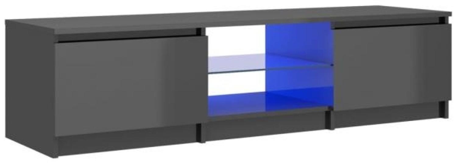 TV-Schrank mit LED-Leuchten Hochglanz-Grau 140 x 40 x 35,5 cm Bild 1