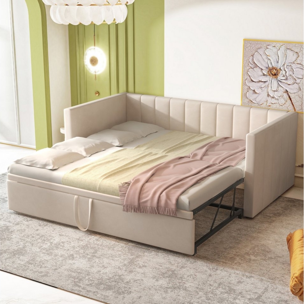 HAUSS SPOLE Schlafsofa Tagesbett Polsterbett Kinderbett Schlafsofa Ausziehbares Schlafsofa, mit Lattenrosten, Multifunktionsbett aus Samt, Ausziehbares Bett, ohne Matratze Bild 1