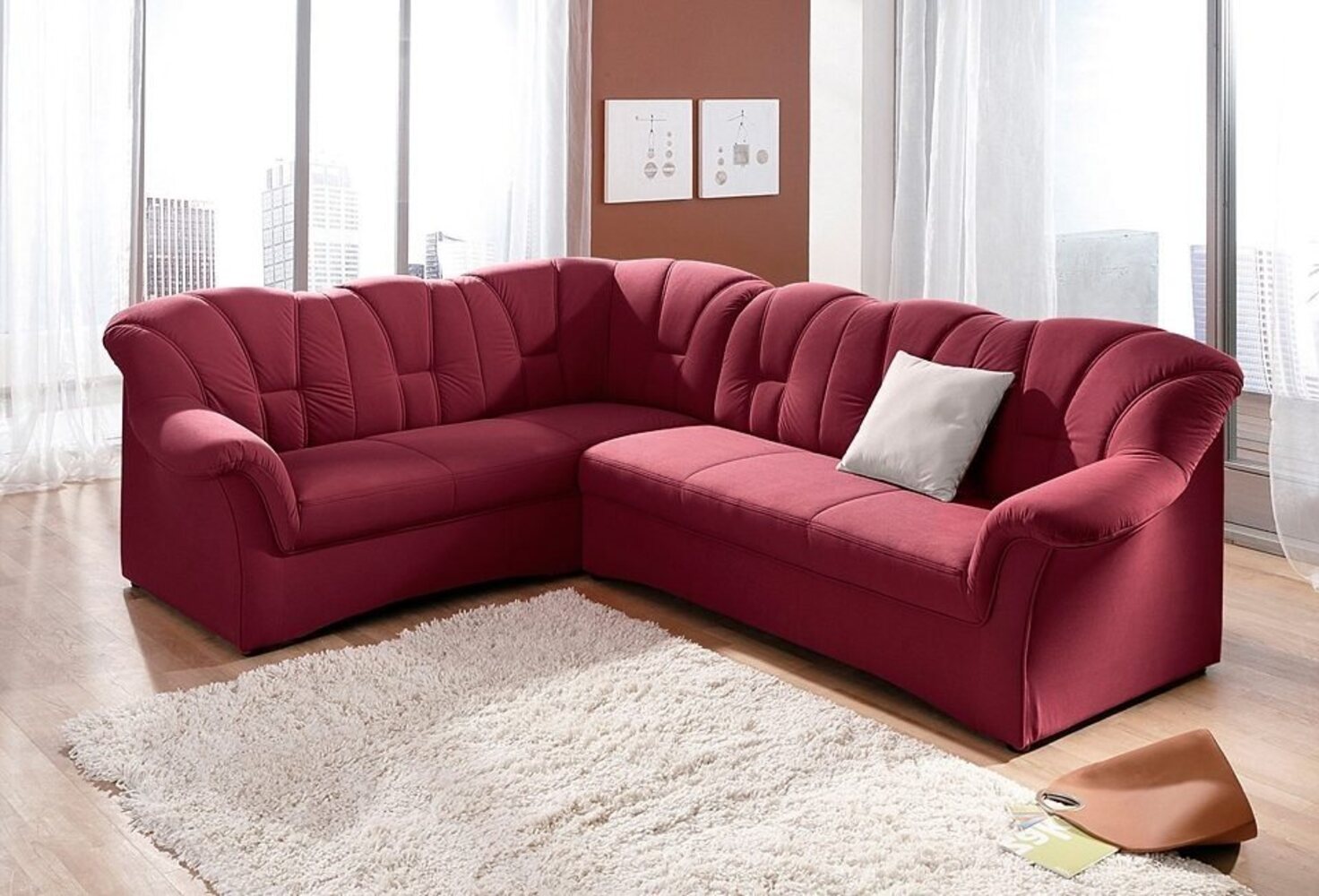 DOMO collection Ecksofa Papenburg B/T/H: 242/190/84 cm L-Form, wahlweise mit Bettfunktion, Langer Schenkel links oder rechts Bild 1