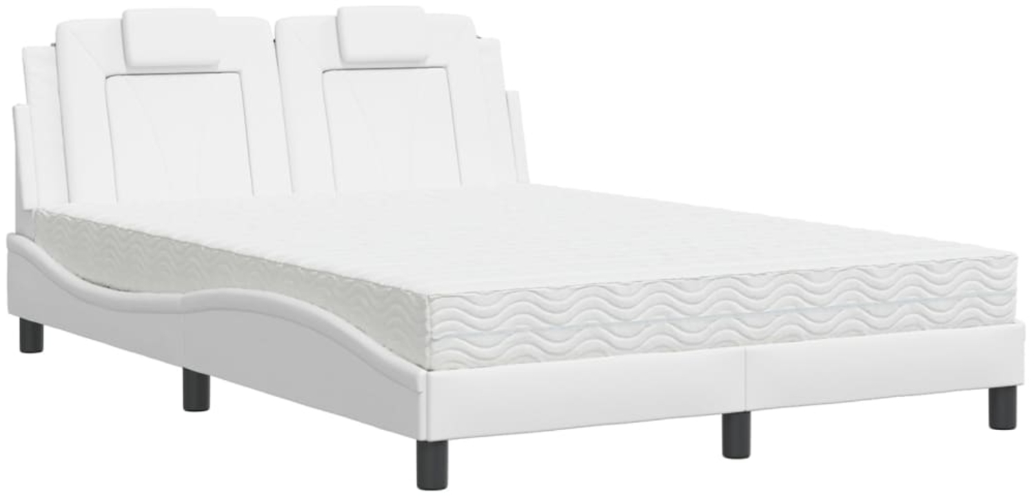 vidaXL Bett "Viana" mit Matratze Weiß 140x190 cm Kunstleder 3208790 Bild 1