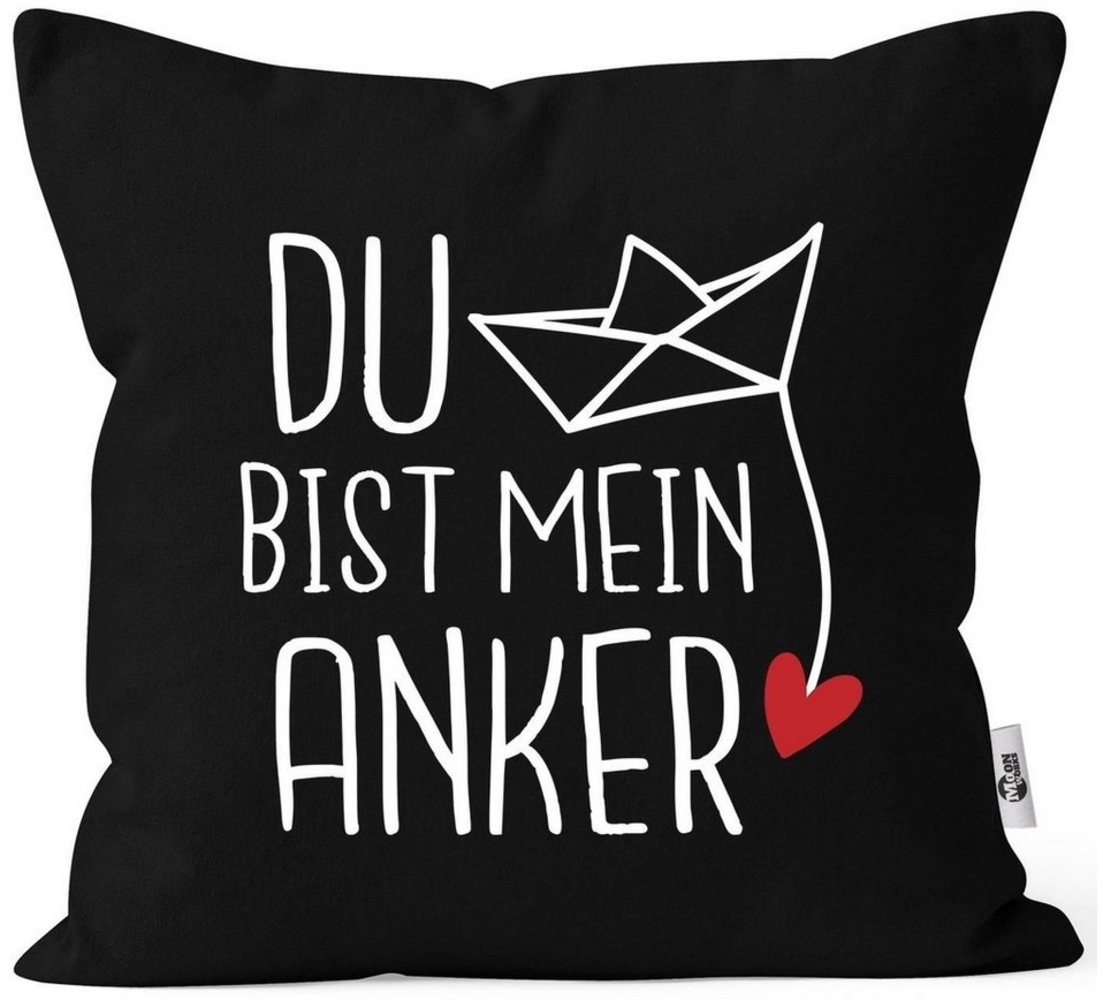 MoonWorks Dekokissen Kissen-Bezug Spruch Liebe du bist mein Anker Origami Papierschiffchen Print Geschenk Valentinstag Freund Freundin Mann Frau MoonWorks® Bild 1