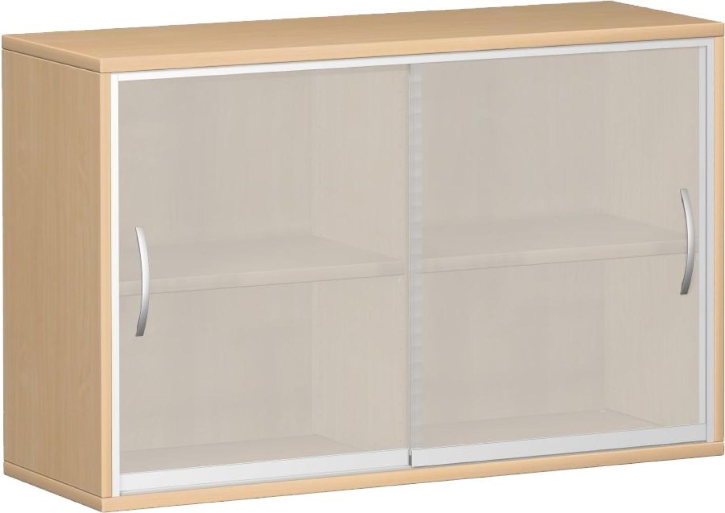 Schiebetürenschrank mit satinierten Glas-Schiebetüren, 120x42x77cm, Buche Bild 1