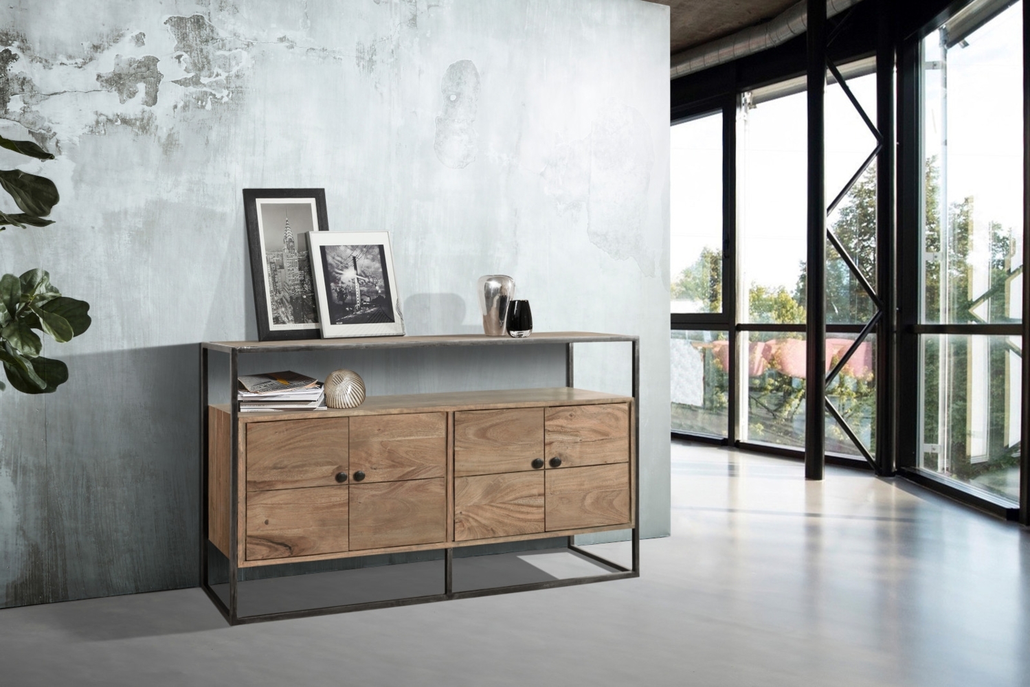 Sideboard Kommode 150 x 83 x 40 cm Akazienholz stonefarben SYDNEY 72234941 Bild 1