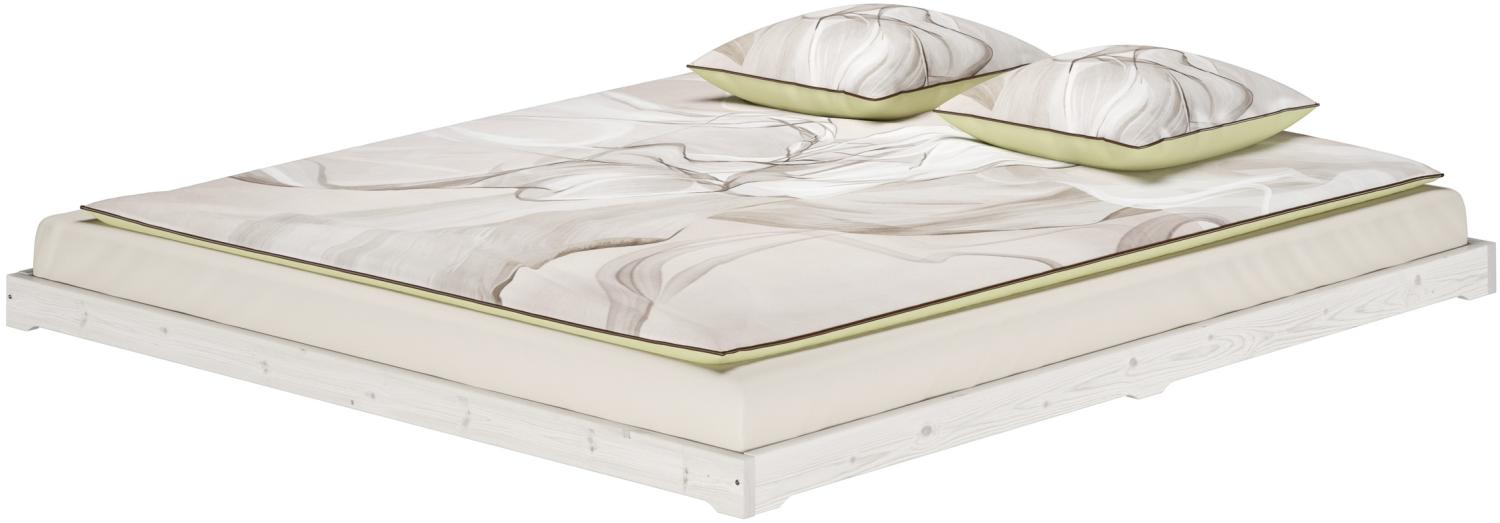 Futonbett weiß 160x200 flach extra niedriges Loftbett Kiefer V-60.47W-16ohne Zubehör Bild 1