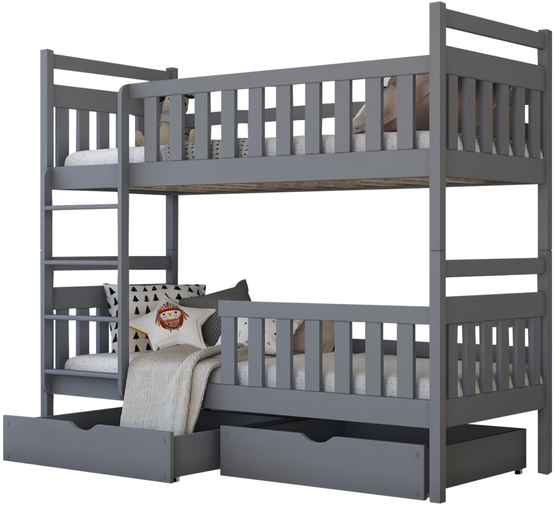 Etagenbett mit Stauraum Monik, Grau, 80x180 cm Bild 1