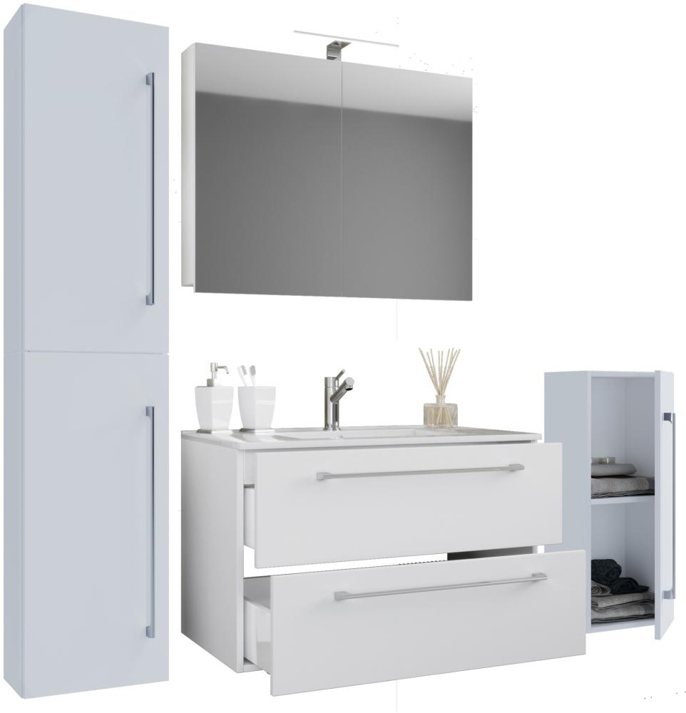 Badinos Bad Möbel Set Waschbecken Unterschrank Wandspiegel Badezimmer Waschtisch Bild 1