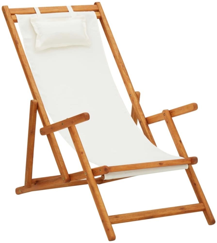 vidaXL Klappbarer Strandstuhl Eukalyptus Massivholz und Stoff Creme 310311 Bild 1