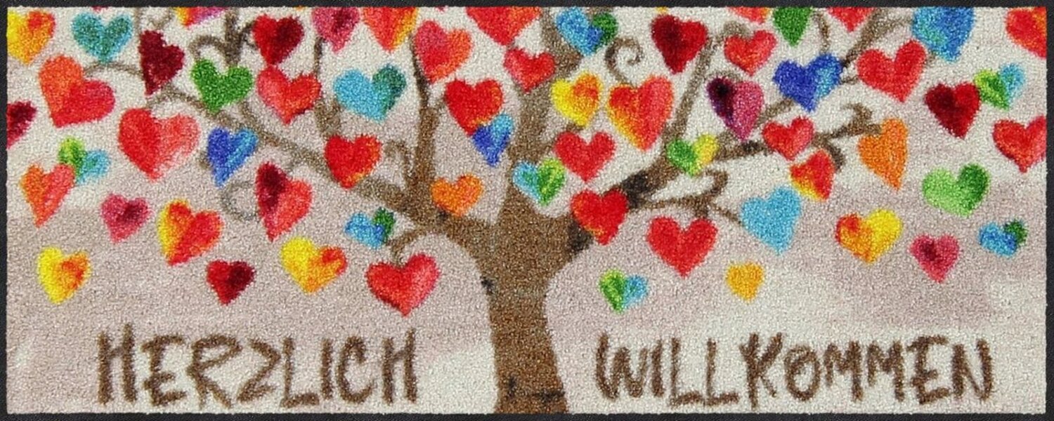 Salonloewe Fußmatte Fußabtreter klein 30 x 75 cm Herzbaum mehrfarbig, Läufer Mini, Höhe: 300 mm Bild 1