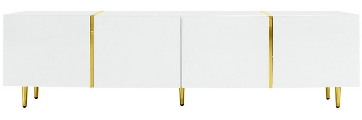OKWISH Lowboard Hochglanz-TV-Schrank (Fernsehtisch,TV-Ständer in Schwarz-Gold-Farbkombination, 1 St, mit 4 Türen), mit Hochglanz-Oberfläche, Soft-Close-Scharniere Bild 1
