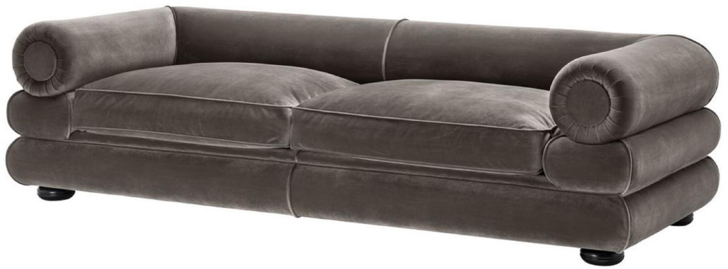 Casa Padrino Luxus Samt Sofa Grau / Schwarz 233 x 96 x H. 65 cm Bild 1