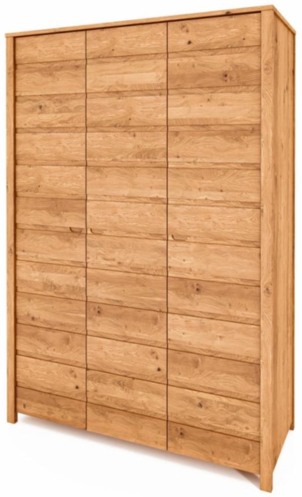 Kleiderschrank Tinci aus Wildeiche massiv 145x60x212 mit 3 Türen und Holzbeinen Bild 1