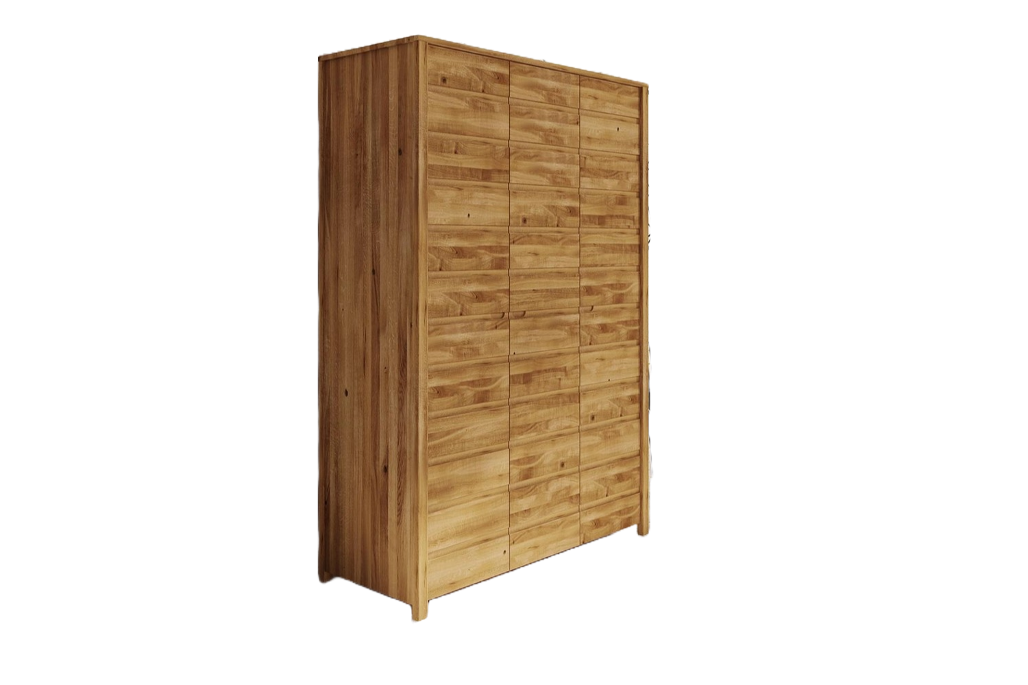 Kleiderschrank Tinci aus Wildeiche massiv 145x60x212 mit 3 Türen und Holzbeinen Bild 1