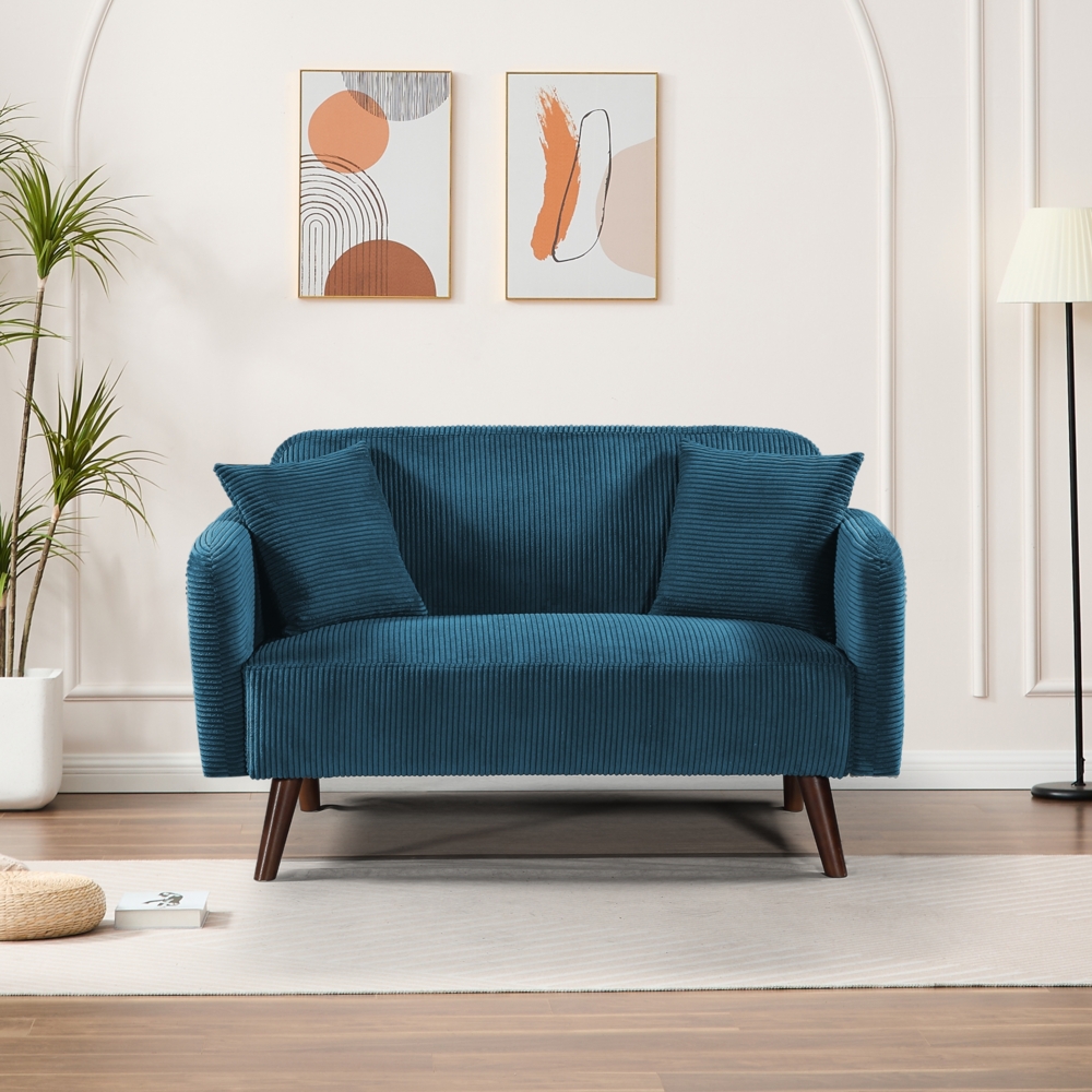 2-Sitzer Sofa Midt 132 x 70 x 81 cm Cord Blau [en. casa] Bild 1