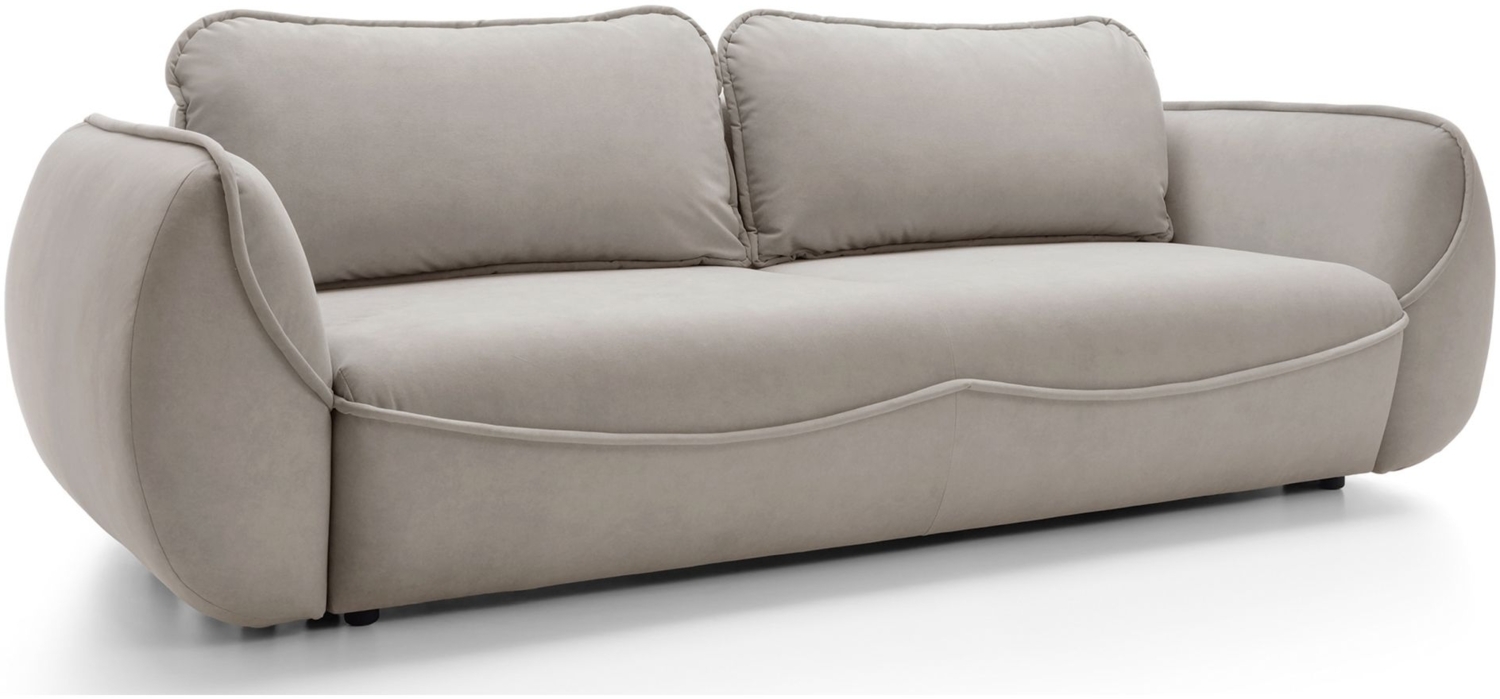 Selsey 'Cutie' Sofa 3-Sitzer mit Schlaffunktion & Stauraum, Easy-Clean Velours, beige Bild 1