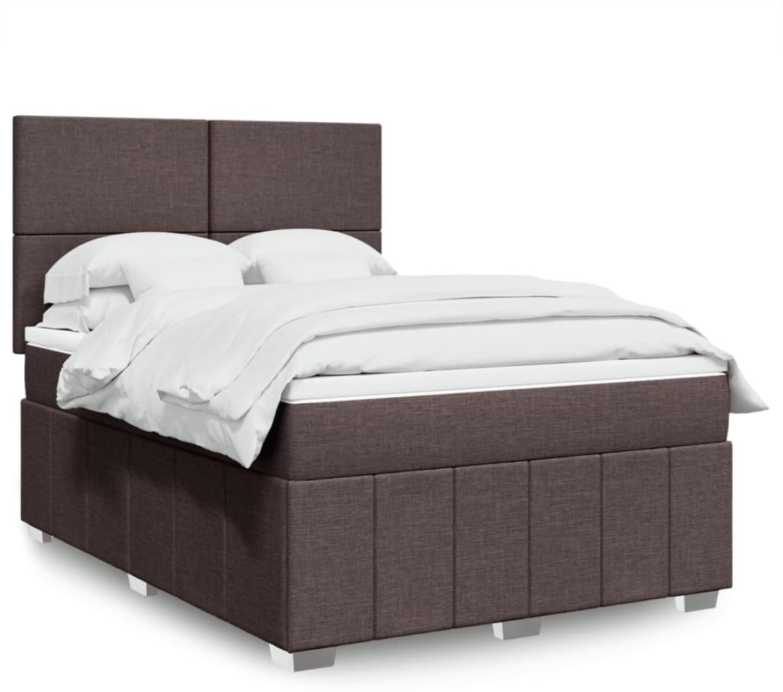 vidaXL Boxspringbett mit Matratze Dunkelbraun 140x200 cm Stoff 3293987 Bild 1