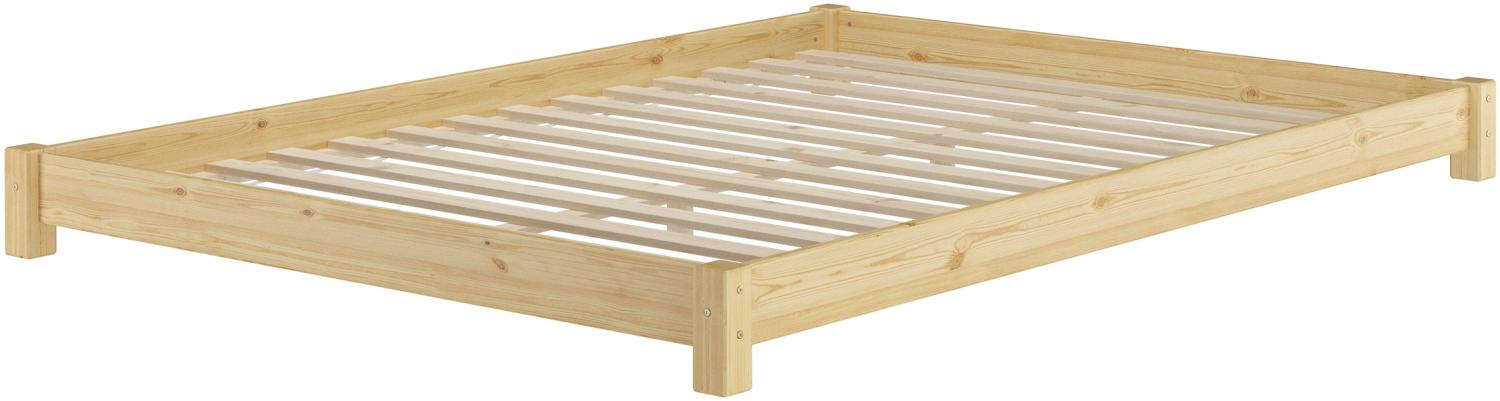 Flaches Futon-Doppelbett Bodenbett Niedrigbett 160x200 Kiefer massiv V-60.51-16Rollrost inkl. Bild 1