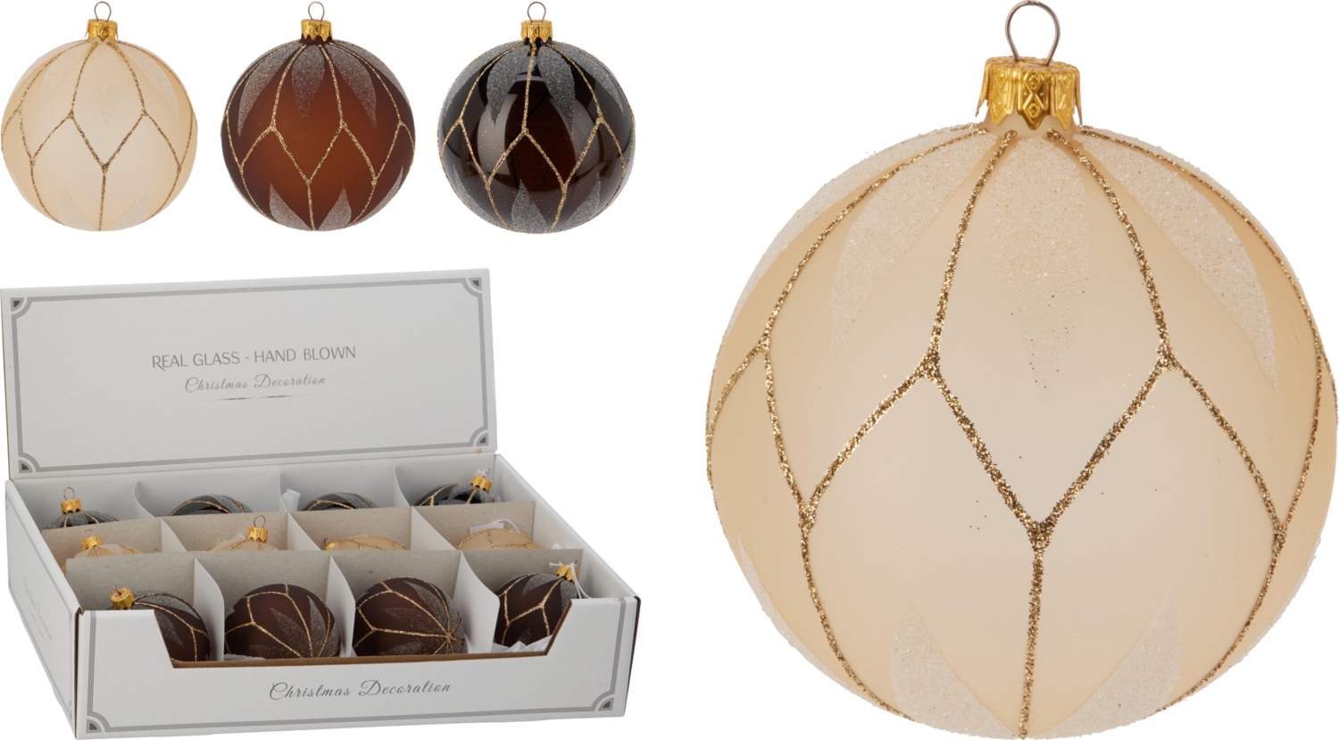 Glaskugel Goldglitzer CHRISTMAS Bild 1