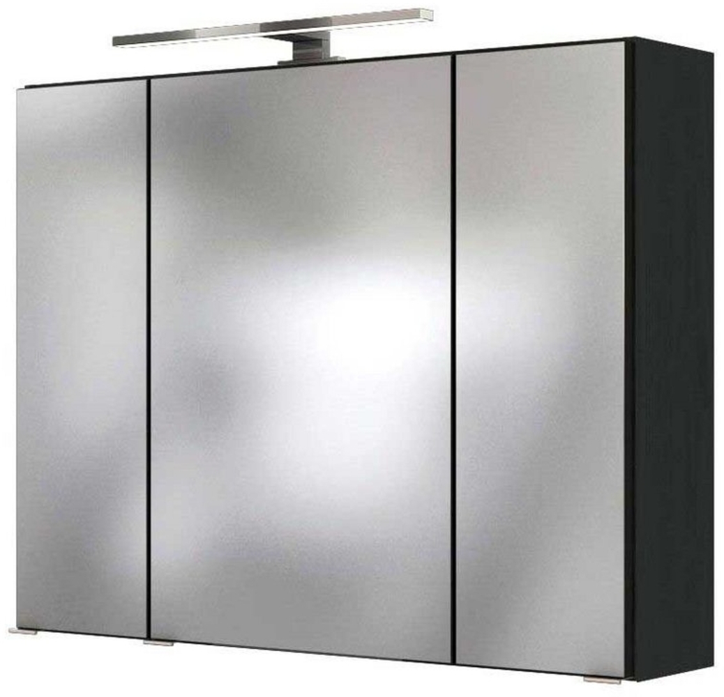 Badezimmer LED Spiegelschrank 80 cm ARLON-03 in matt grau BxHxT: 80 x 66 x 20 cm Bild 1