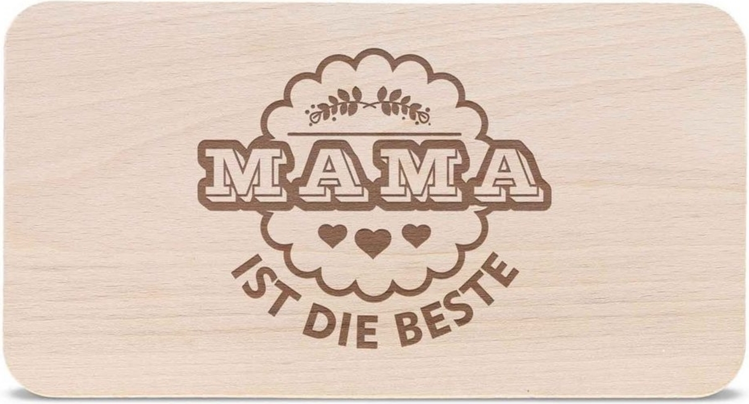 GRAVURZEILE Schneidebrett Frühstücksbrettchen Brotzeitbrett mit Gravur - Mama ist die Beste, Holz, (Kein Set), Geschenk für Mama zum Muttertag Geburtstag Bild 1