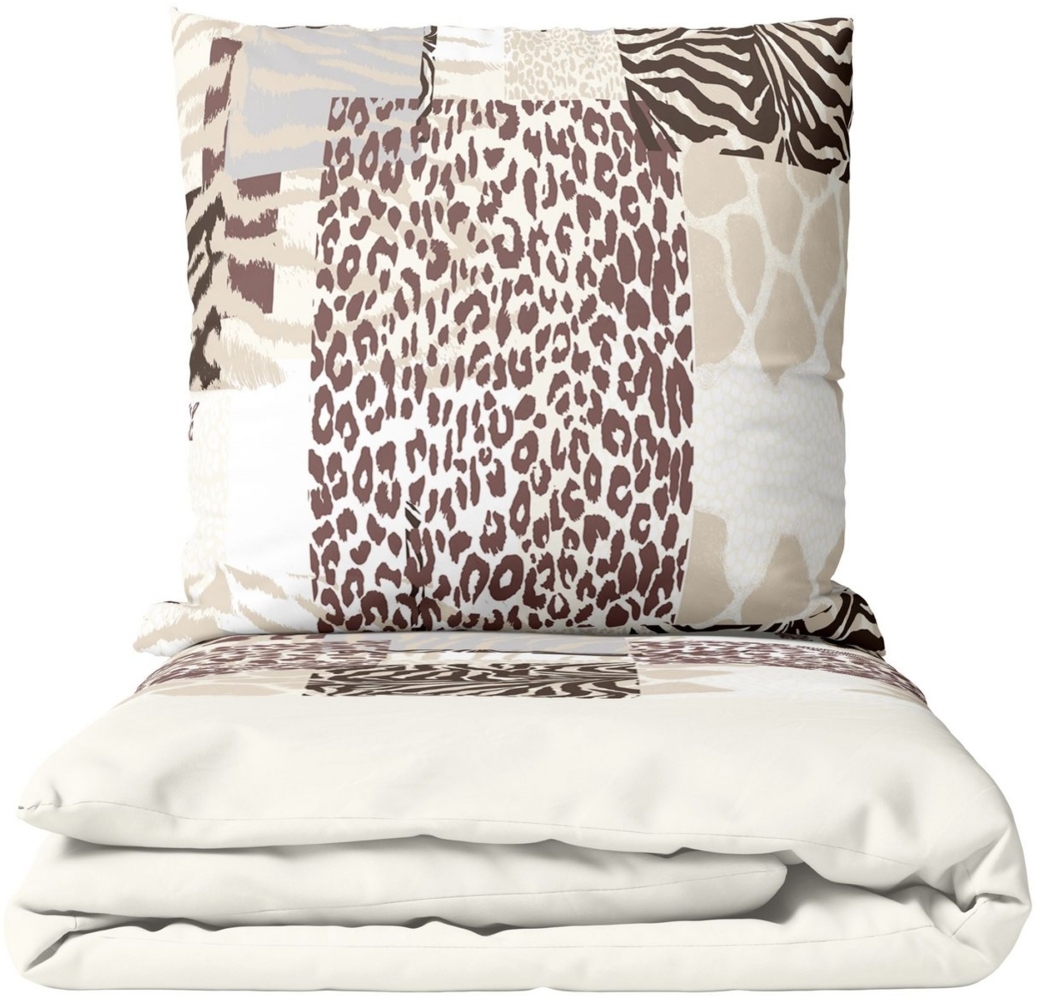 Leonado Vicenti Bettwäsche 135x200 cm flauschig warm, Fleece, 2 teilig, Tierdruck im Patchwork Stil Leopard & Zebra Bild 1