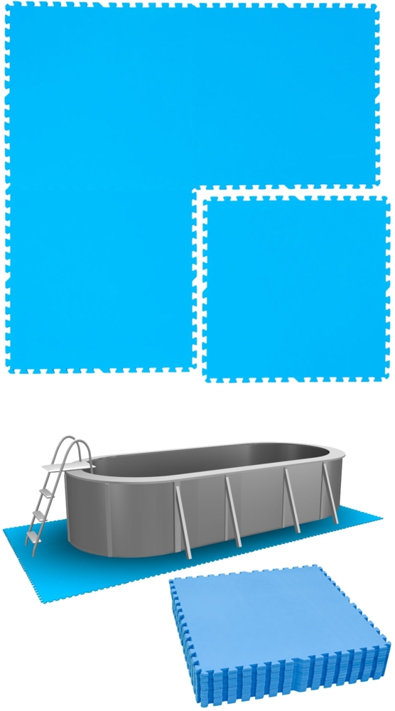 10,1m² Poolunterlage 16 Poolmatten 81x81cm in Blau Bild 1