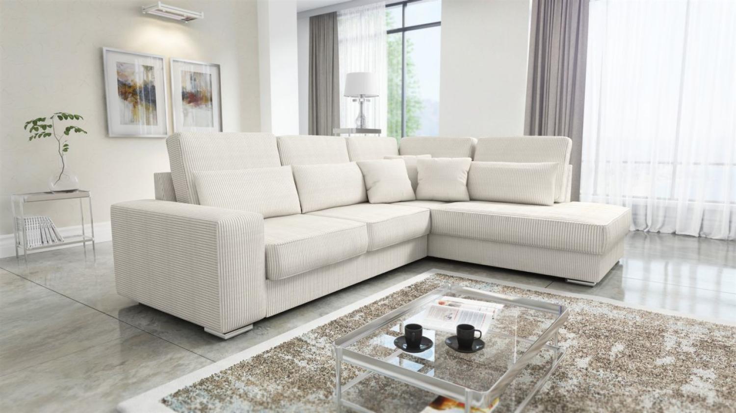 Ecksofa Sofa NEVIO XL Stoff Scala Hellbeige Ottomane Rechts Bild 1