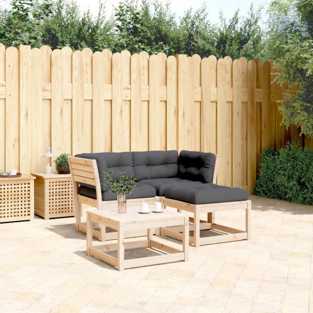 vidaXL 3-tlg. Garten-Sofagarnitur mit Kissen Massivholz Kiefer 3216990 Bild 1