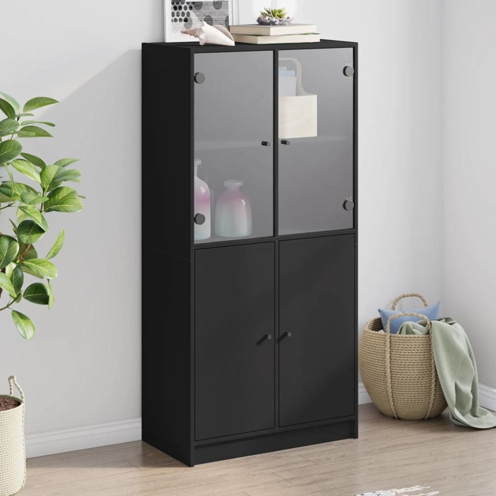 vidaXL Highboard mit Türen Schwarz 68x37x142 cm Holzwerkstoff 3295865 Bild 1