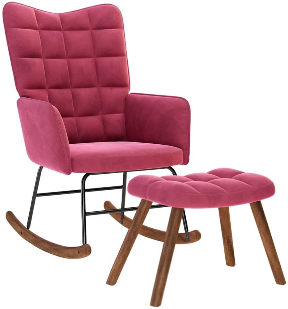 vidaXL Schaukelstuhl mit Hocker Weinroter Samt 4016848 Bild 1