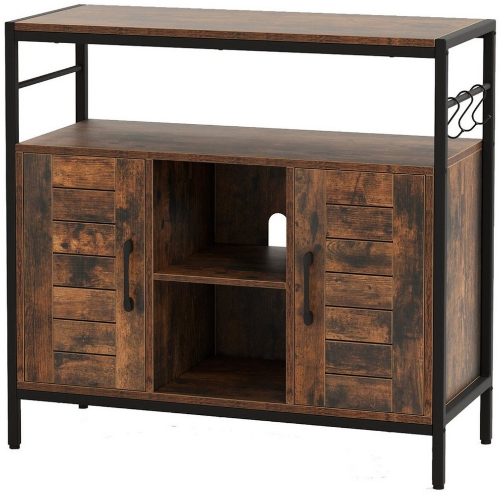 COSTWAY Küchenbuffet Sideboard Holz, mit verstellbarem Regal, Haken Bild 1