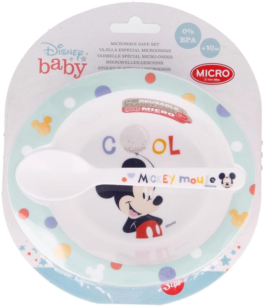 Disney Baby Kinder Mikrowellengeschirr Set 2 teilig mit Mickey / Minnie Motiv Mickey Mouse Bild 1